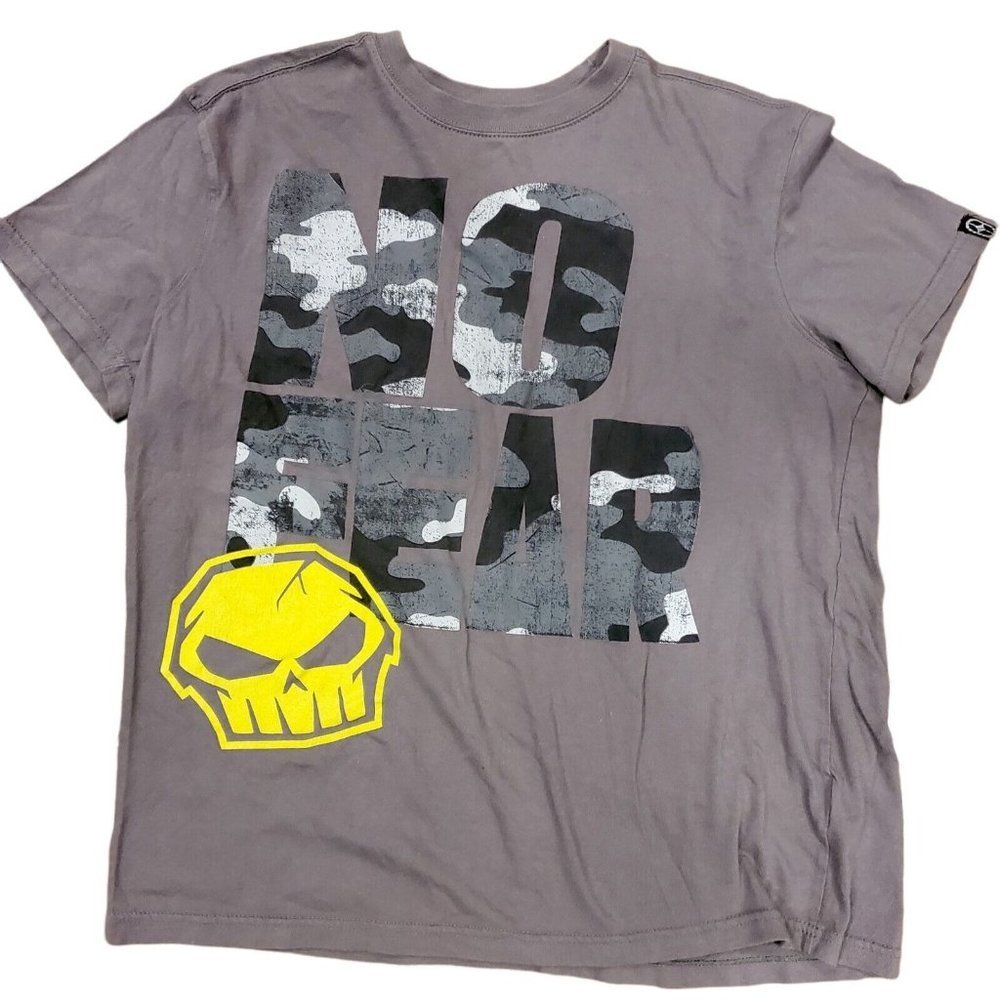 No Fear Gray T-shirt‎ Camo Font Sz Medium Slim L Cotton Crewneck